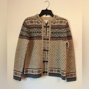 Susan Bristol Beige and Navy Patterned Cardigan